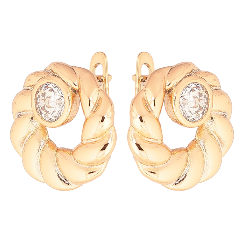 Сережки Xuping Позолота 18K англійський замок «Колечка з кристалами» фото №2 Сережки Xuping Позолота 18K англійський замок «Колечка з кристалами» фото №2