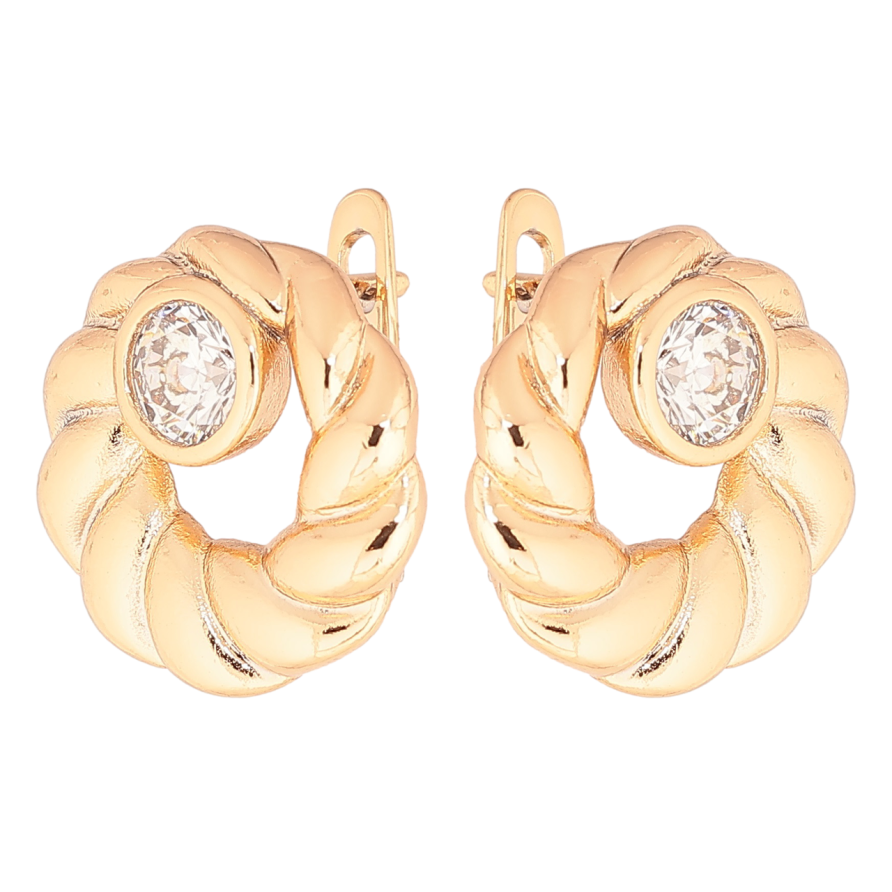 Сережки Xuping Позолота 18K англійський замок «Колечка з кристалами» фото №1 Сережки Xuping Позолота 18K англійський замок «Колечка з кристалами» фото №1