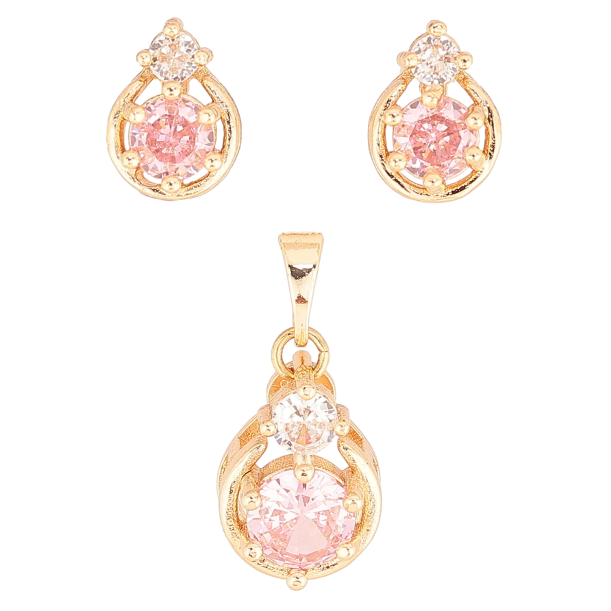 Набор Xuping M&L Цвет 18K Серьги Кулон Узор с розовым кристаллом фото №1 Набор Xuping M&L Цвет 18K Серьги Кулон Узор с розовым кристаллом фото №1