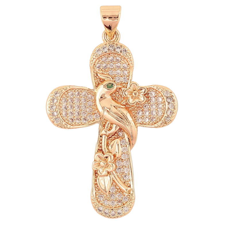 Кулон Xuping M&L Колір 18K «Хрест з інкрустацією кристалами та птахом» для ланцюжка до 4мм фото №6 Кулон Xuping M&L Колір 18K «Хрест з інкрустацією кристалами та птахом» для ланцюжка до 4мм фото №6