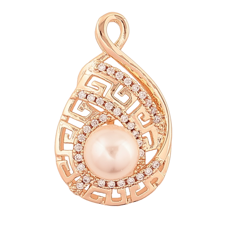Кулон Xuping M&L Колір 18K Грецький орнамент з кристалами та перлиною» для ланцюжка до 2мм фото №7 Кулон Xuping M&L Колір 18K Грецький орнамент з кристалами та перлиною» для ланцюжка до 2мм фото №7