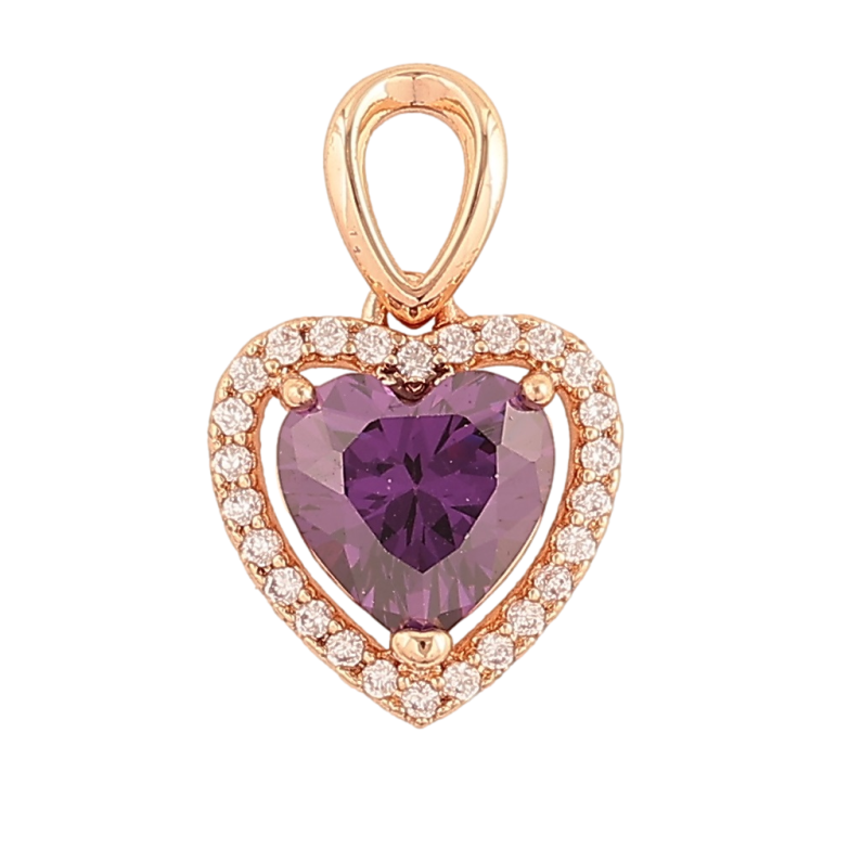 Кулон Xuping M&L Колір 18K Бузкове кришталеве сердечко» для ланцюжка до 3мм фото №16