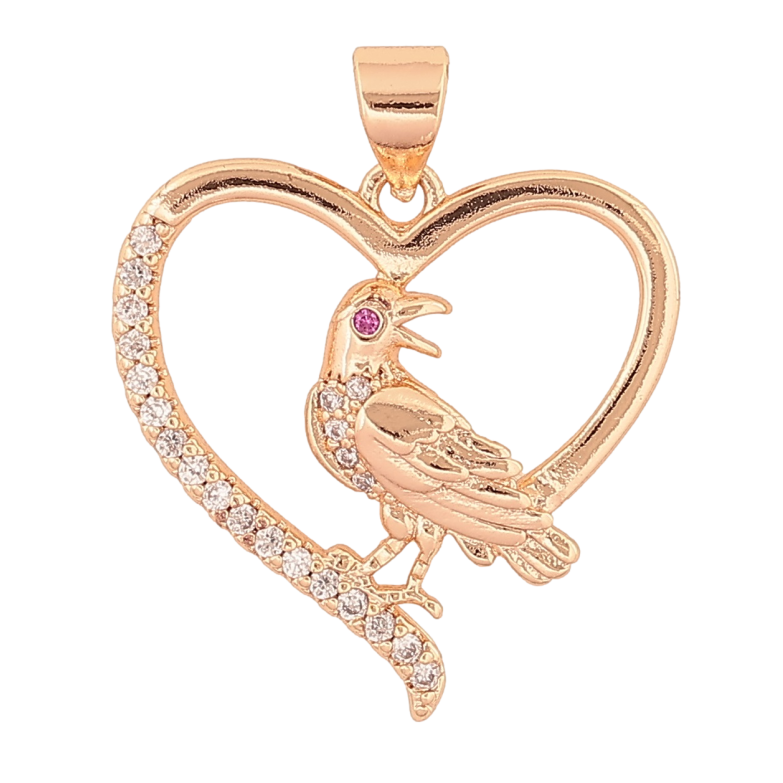 Кулон Xuping M&L Колір 18K Сердечко з птахом» для ланцюжка до 4мм фото №5 Кулон Xuping M&L Колір 18K Сердечко з птахом» для ланцюжка до 4мм фото №5
