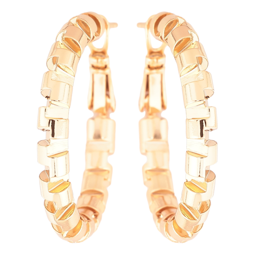 Серьги Xuping Позолота 18K кольца (конго) Декоративный узор ø 3см фото №1 Серьги Xuping Позолота 18K кольца (конго) Декоративный узор ø 3см фото №1