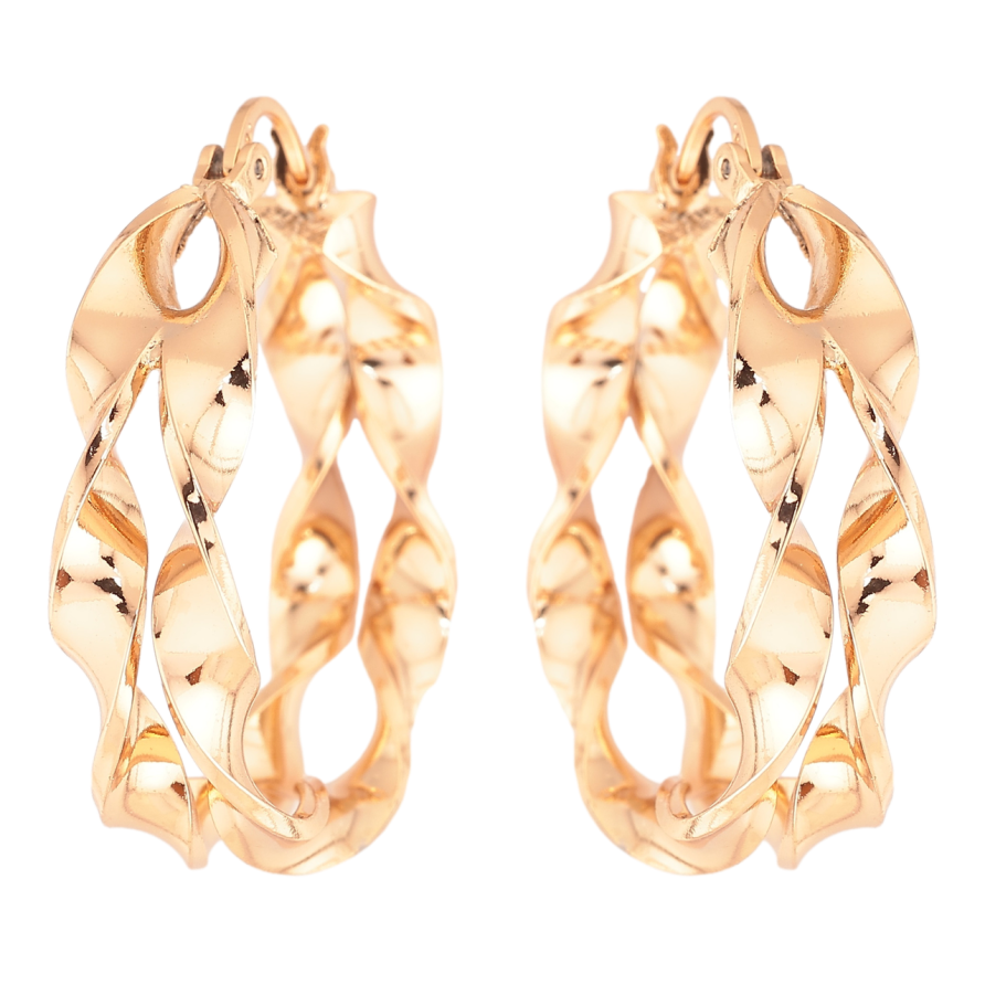 Серьги Xuping Позолота 18K кольца (конго) Двойные с спиральным узором ø 3см фото №1 Серьги Xuping Позолота 18K кольца (конго) Двойные с спиральным узором ø 3см фото №1