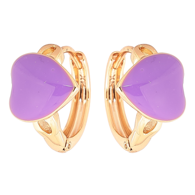 Сережки Xuping Позолота 18K колечка Сердечка з бузковою емаллю» фото №23 Сережки Xuping Позолота 18K колечка Сердечка з бузковою емаллю» фото №23