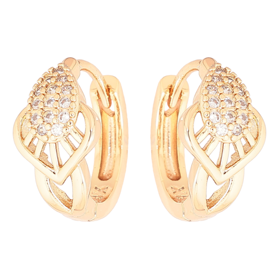 Сережки Xuping Позолота 18K колечка «Декоративний візерунок з кристалами» фото №1 Сережки Xuping Позолота 18K колечка «Декоративний візерунок з кристалами» фото №1