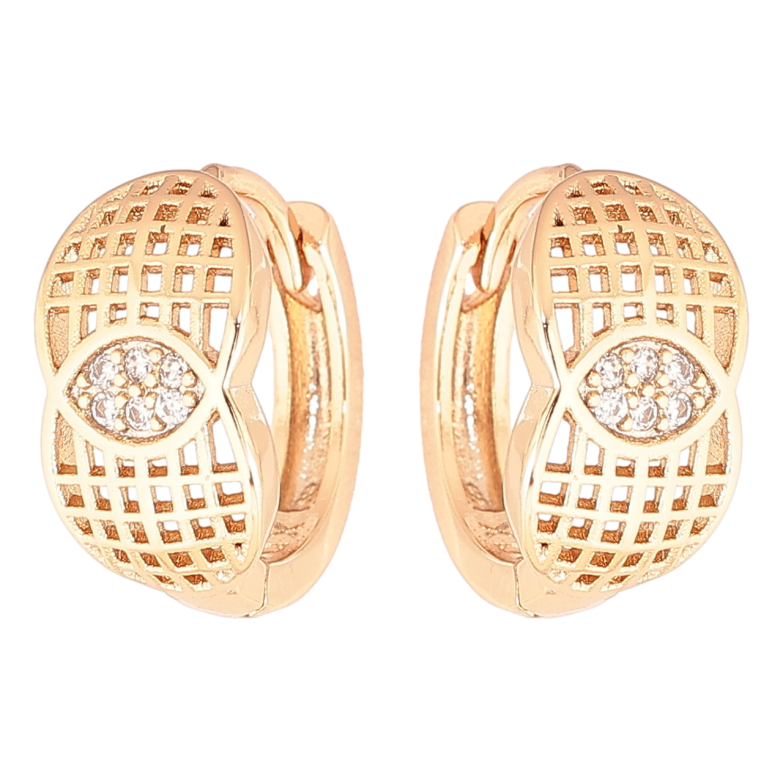 Сережки Xuping Позолота 18K колечка «Різьблений візерунок з кристалами» фото №1 Сережки Xuping Позолота 18K колечка «Різьблений візерунок з кристалами» фото №1
