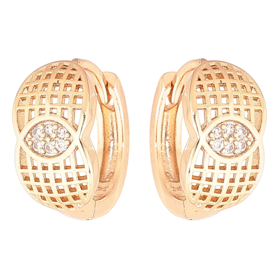 Серьги Xuping Позолота 18K колечки Резной узор с кристаллами фото №1 Серьги Xuping Позолота 18K колечки Резной узор с кристаллами фото №1