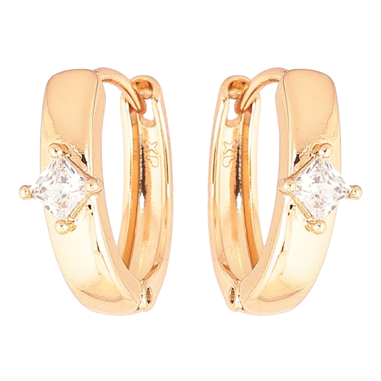 Сережки Xuping Позолота 18K колечка «Візерунок з кристалом» фото №5 Сережки Xuping Позолота 18K колечка «Візерунок з кристалом» фото №5