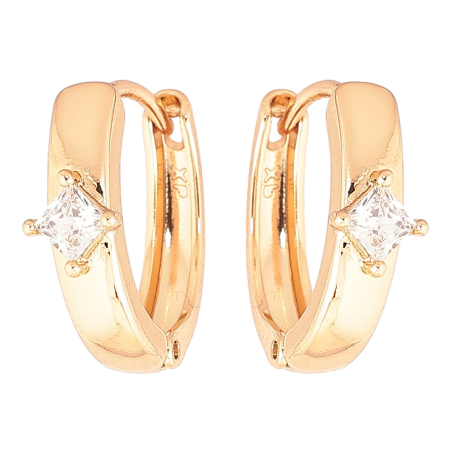 Серьги Xuping Позолота 18K колечки Узор с кристаллом фото №1 Серьги Xuping Позолота 18K колечки Узор с кристаллом фото №1