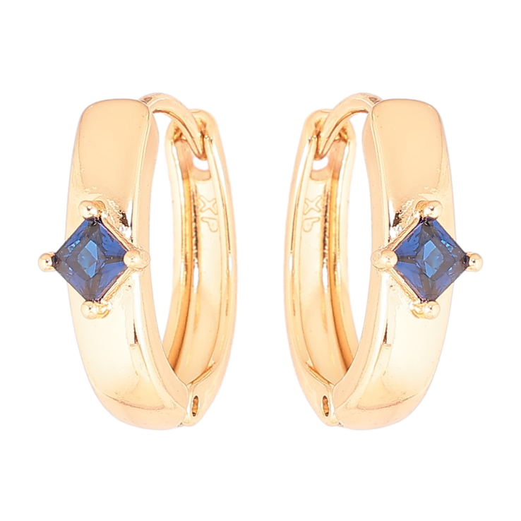 Серьги Xuping Позолота 18K колечки Узор с синим кристаллом фото №19 Серьги Xuping Позолота 18K колечки Узор с синим кристаллом фото №19