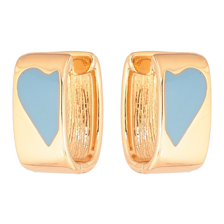 Серьги Xuping Позолота 18K колечки Узор сердечки с голубой эмалью фото №18 Серьги Xuping Позолота 18K колечки Узор сердечки с голубой эмалью фото №18
