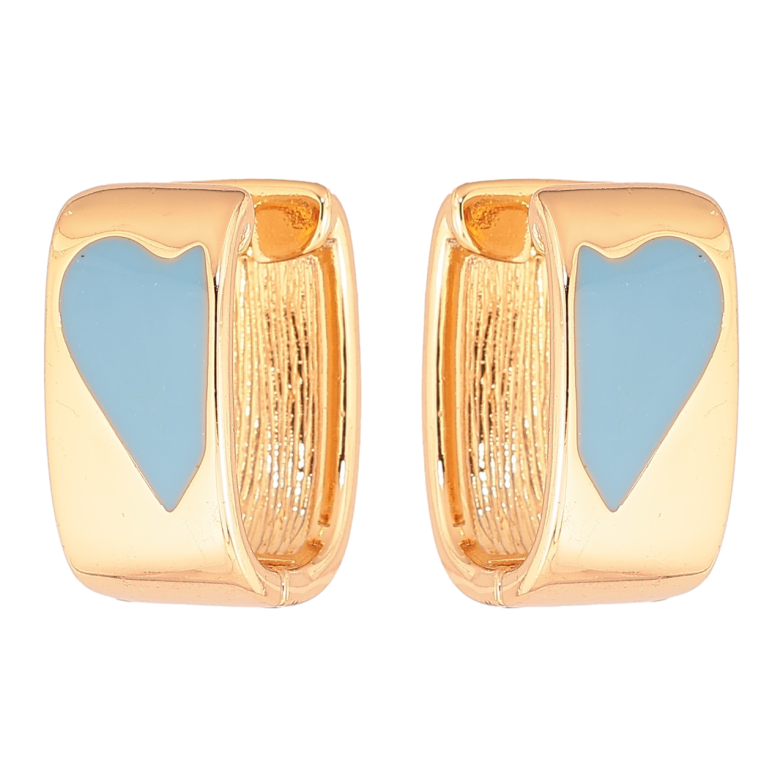 Сережки Xuping Позолота 18K колечка «Візерунок сердечка з блакитною емаллю» фото №2 Сережки Xuping Позолота 18K колечка «Візерунок сердечка з блакитною емаллю» фото №2
