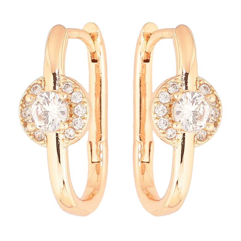 Серьги Xuping Позолота 18K колечки Овальные с кристальным узором фото №1 Серьги Xuping Позолота 18K колечки Овальные с кристальным узором фото №1