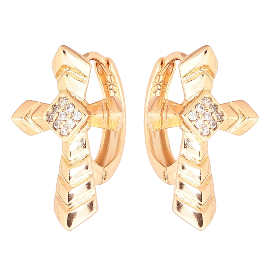 Сережки Xuping Позолота 18K колечка «Хрестики» фото №1 Сережки Xuping Позолота 18K колечка «Хрестики» фото №1