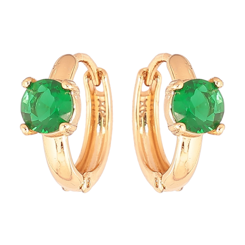 Сережки Xuping Позолота 18K колечка «Зелені кристали» фото №2 Сережки Xuping Позолота 18K колечка «Зелені кристали» фото №2