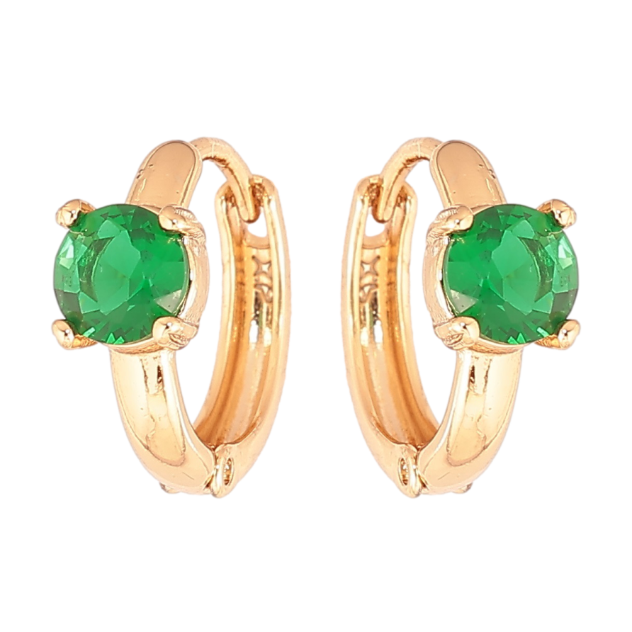 Серьги Xuping Позолота 18K колечки Зеленые кристаллы фото №1 Серьги Xuping Позолота 18K колечки Зеленые кристаллы фото №1