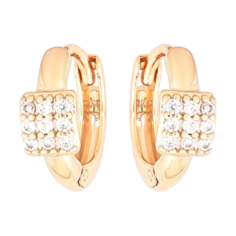 Сережки Xuping Позолота 18K колечка «Візерунок з кристалами» фото №1 Сережки Xuping Позолота 18K колечка «Візерунок з кристалами» фото №1