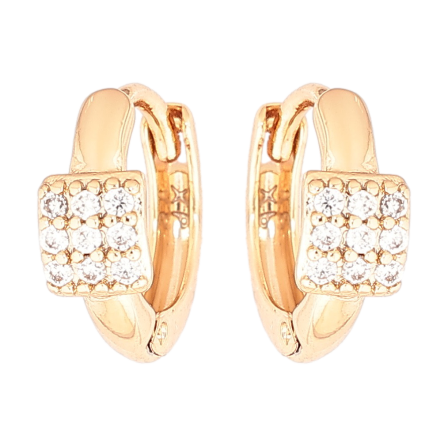 Серьги Xuping Позолота 18K колечки Узор с кристаллами фото №1 Серьги Xuping Позолота 18K колечки Узор с кристаллами фото №1