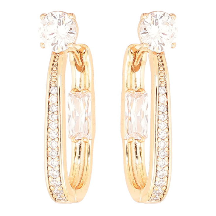Сережки Xuping Позолота 18K колечка «Кристальні доріжки» фото №20
