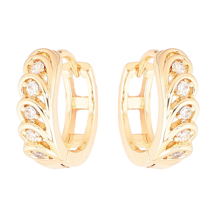 Серьги Xuping Позолота 18K колечки Узор с кристаллами фото №1 Серьги Xuping Позолота 18K колечки Узор с кристаллами фото №1