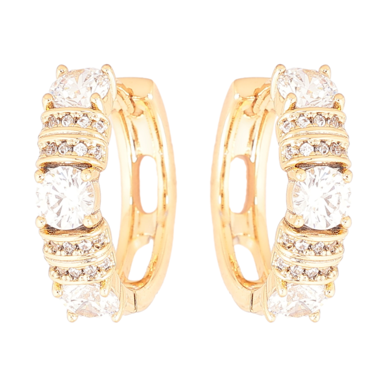 Серьги Xuping Позолота 18K колечки Инкрустация кристаллами фото №2