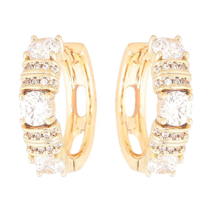 Серьги Xuping Позолота 18K колечки Инкрустация кристаллами фото №1