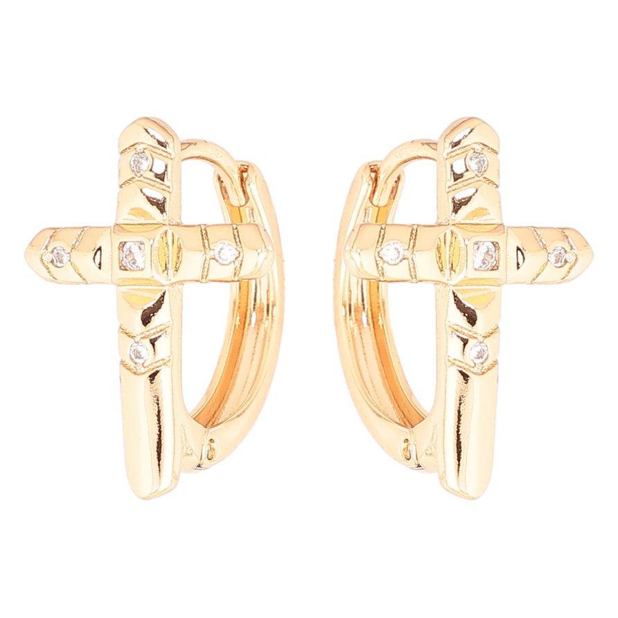 Сережки Xuping Позолота 18K колечка «Хрестики» фото №1 Сережки Xuping Позолота 18K колечка «Хрестики» фото №1