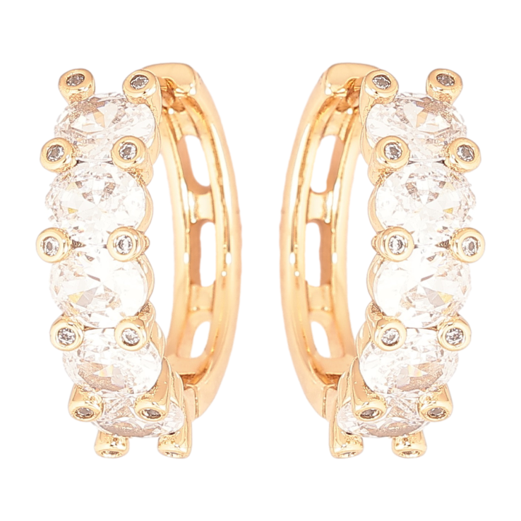 Серьги Xuping Позолота 18K колечки Дорожки кристаллов фото №5 Серьги Xuping Позолота 18K колечки Дорожки кристаллов фото №5