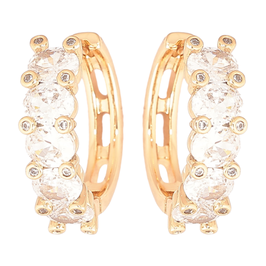 Серьги Xuping Позолота 18K колечки Дорожки кристаллов фото №1 Серьги Xuping Позолота 18K колечки Дорожки кристаллов фото №1