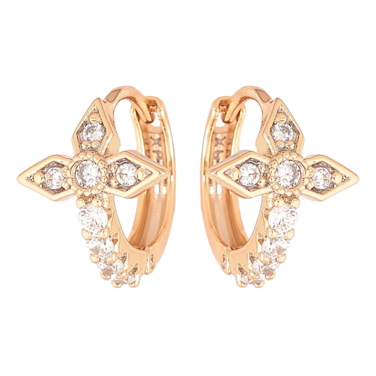Сережки Xuping Позолота 18K колечка «Кришталеві Хрестики» фото №8 Сережки Xuping Позолота 18K колечка «Кришталеві Хрестики» фото №8