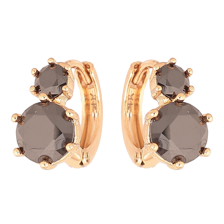 Сережки Xuping Позолота 18K колечка «Два чорних кристали» фото №21 Сережки Xuping Позолота 18K колечка «Два чорних кристали» фото №21