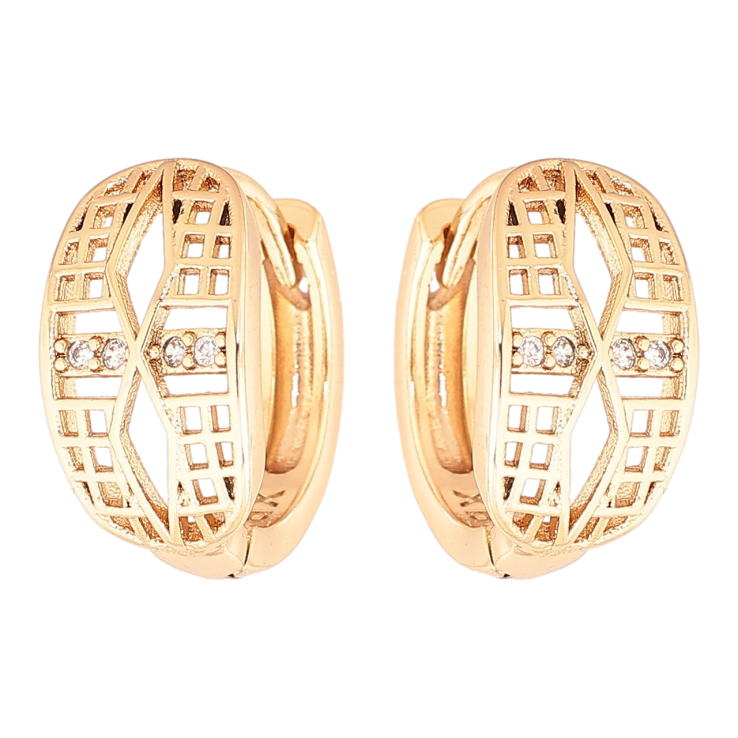 Сережки Xuping Позолота 18K колечка «Різьблений візерунок з кристалами» фото №15 Сережки Xuping Позолота 18K колечка «Різьблений візерунок з кристалами» фото №15