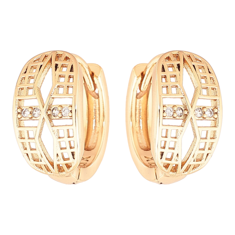 Сережки Xuping Позолота 18K колечка «Різьблений візерунок з кристалами» фото №5 Сережки Xuping Позолота 18K колечка «Різьблений візерунок з кристалами» фото №5