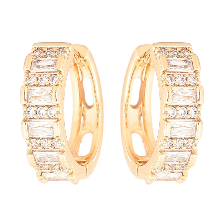Серьги Xuping Позолота 18K колечки Инкрустация кристаллами фото №1