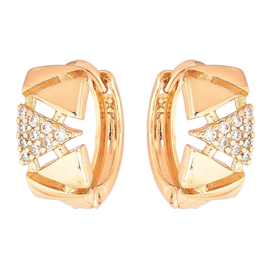 Серьги Xuping Позолота 18K колечки Узор с кристаллами фото №1 Серьги Xuping Позолота 18K колечки Узор с кристаллами фото №1