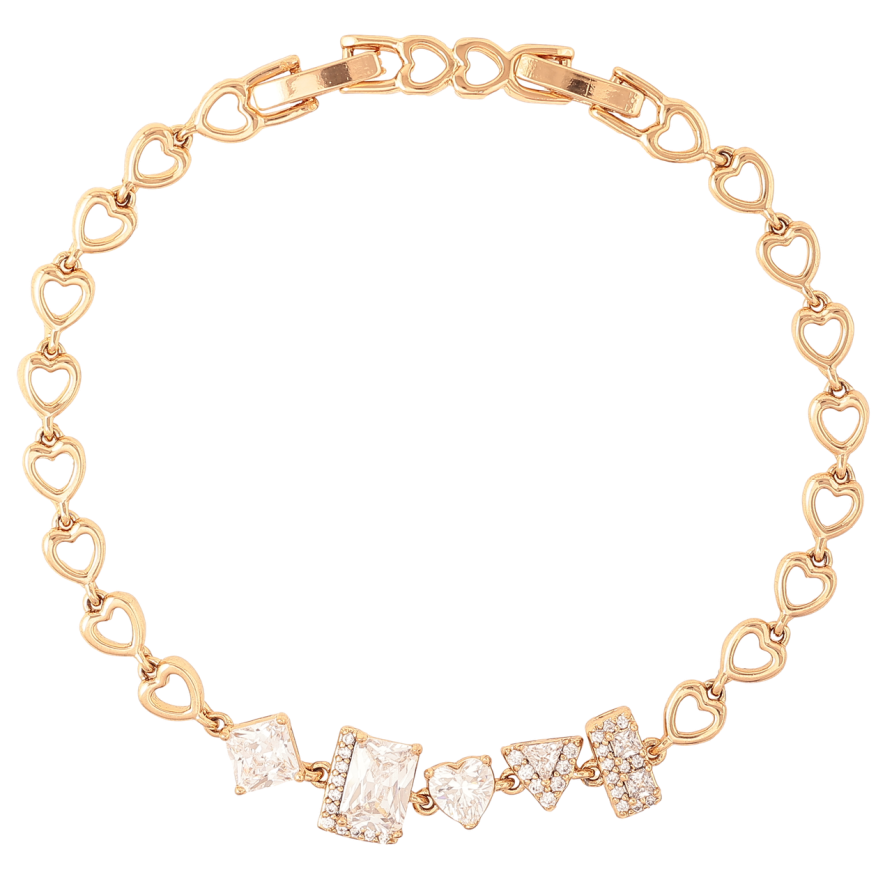 Браслет Xuping Позолота 18K «Сердечка зі вставкою з кристалів» довжина з доп.замком 17,19см х 5-8мм фото №1 Браслет Xuping Позолота 18K «Сердечка зі вставкою з кристалів» довжина з доп.замком 17,19см х 5-8мм фото №1