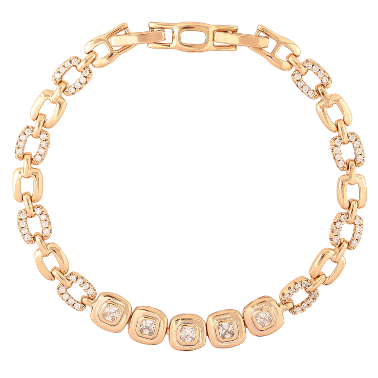 Браслет Xuping Позолота 18K Узор с кристаллами длина с доп.замком 17.5,19.5см х 5-7мм фото №6