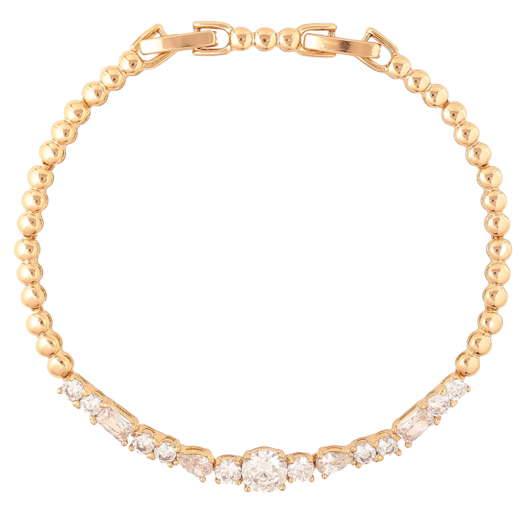 Браслет Xuping Позолота 18K Дорожка кристаллов длина с доп.замком 17.5,19.5см х 3-6мм фото №13