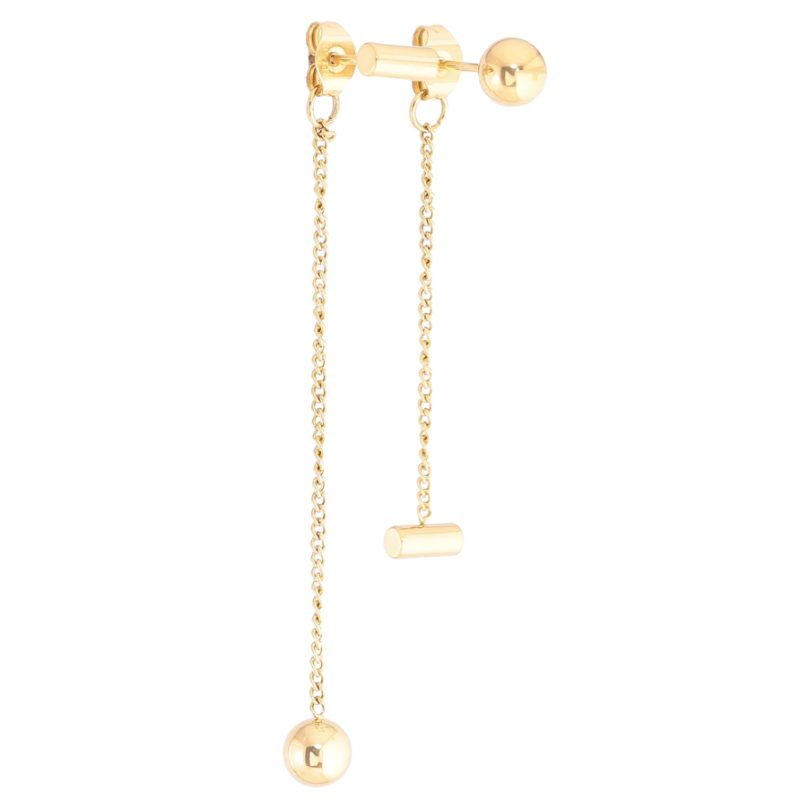 Серьги Xuping TTM Stainless Steel цвет 14К пусеты Ассиметричные подвески фото №1 Серьги Xuping TTM Stainless Steel цвет 14К пусеты Ассиметричные подвески фото №1