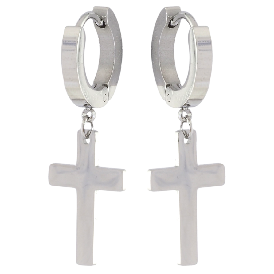 Серьги Xuping TTM Stainless Steel цвет Родий подвески на колечках Крестики фото №1 Серьги Xuping TTM Stainless Steel цвет Родий подвески на колечках Крестики фото №1