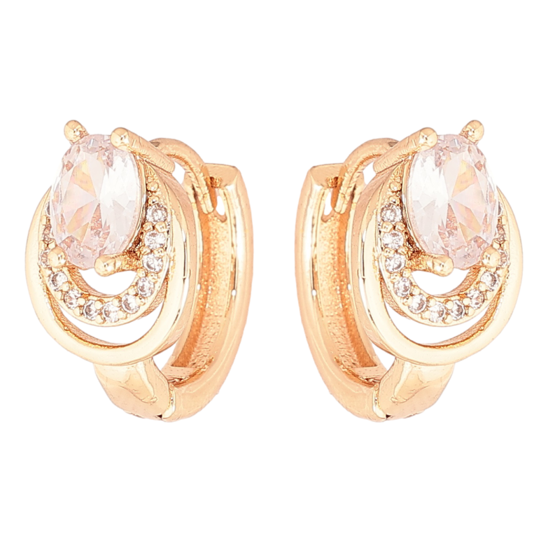 Сережки Xuping M&L Колір 18K колечка «Візерунок з кристалами» фото №6 Сережки Xuping M&L Колір 18K колечка «Візерунок з кристалами» фото №6