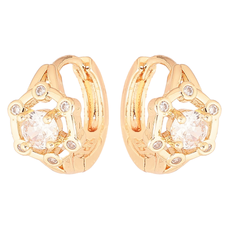 Сережки Xuping M&L Колір 18K колечка «Візерунок з вставками кристалів» фото №3 Сережки Xuping M&L Колір 18K колечка «Візерунок з вставками кристалів» фото №3