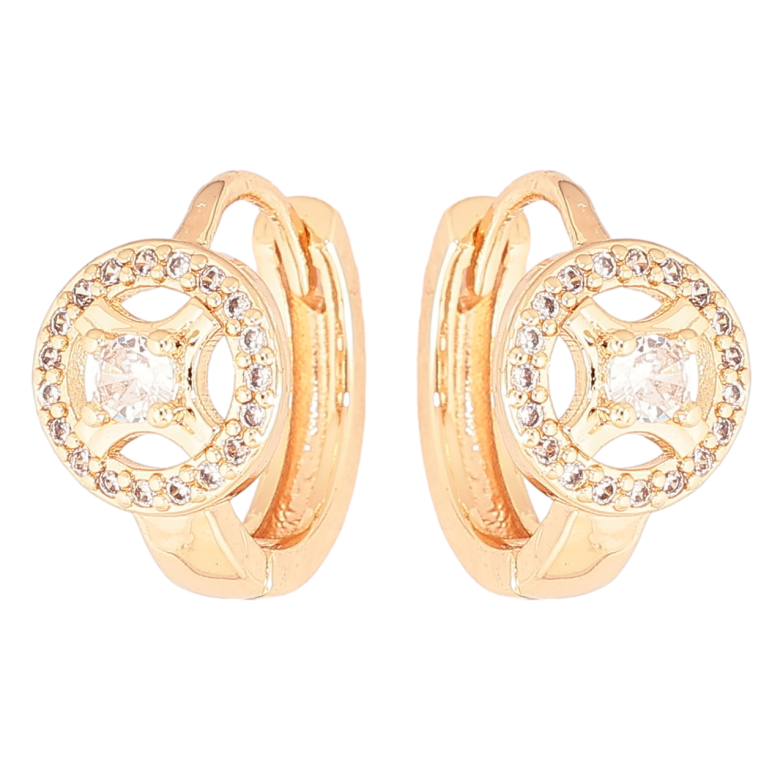 Сережки Xuping M&L Колір 18K колечка «Круглий візерунок з кристалами» фото №3 Сережки Xuping M&L Колір 18K колечка «Круглий візерунок з кристалами» фото №3