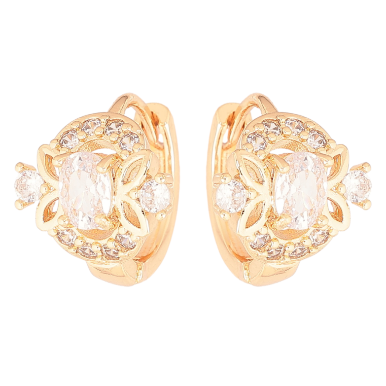 Сережки Xuping M&L Колір 18K колечка «Візерунок з кристалами» фото №7 Сережки Xuping M&L Колір 18K колечка «Візерунок з кристалами» фото №7