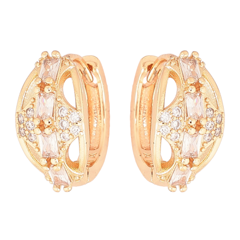 Сережки Xuping M&L Колір 18K колечка «Візерунок з кристалами» фото №1 Сережки Xuping M&L Колір 18K колечка «Візерунок з кристалами» фото №1