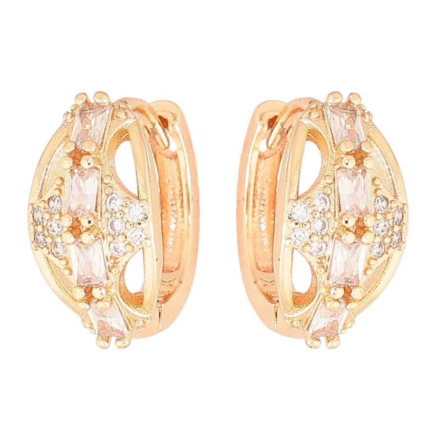 Серьги Xuping M&L Цвет 18K колечки Узор с кристаллами фото №1 Серьги Xuping M&L Цвет 18K колечки Узор с кристаллами фото №1