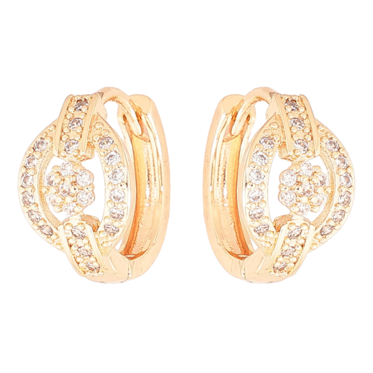 Серьги Xuping M&L Цвет 18K колечки Узор с инкрустацией кристаллами фото №2 Серьги Xuping M&L Цвет 18K колечки Узор с инкрустацией кристаллами фото №2