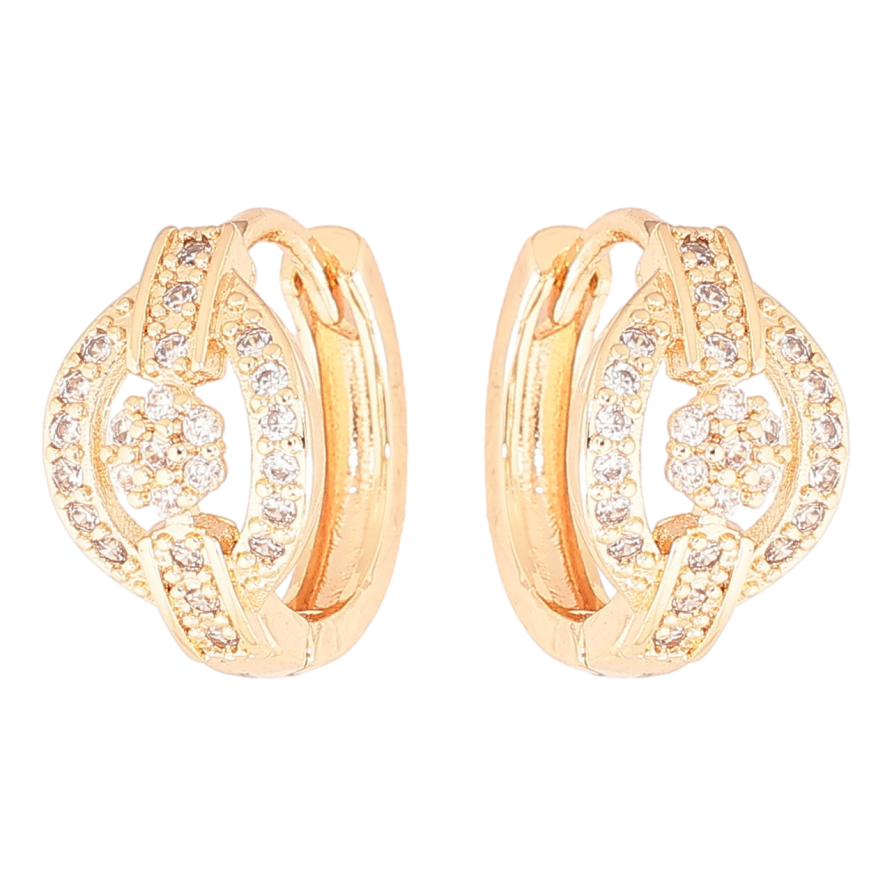 Серьги Xuping M&L Цвет 18K колечки Узор с инкрустацией кристаллами фото №1 Серьги Xuping M&L Цвет 18K колечки Узор с инкрустацией кристаллами фото №1